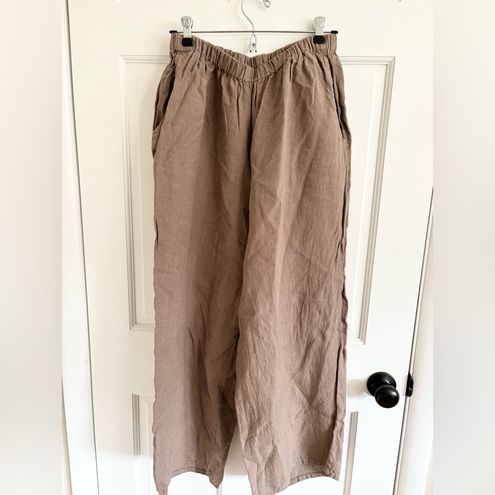 Flax Wide Leg Pants in Light Brown